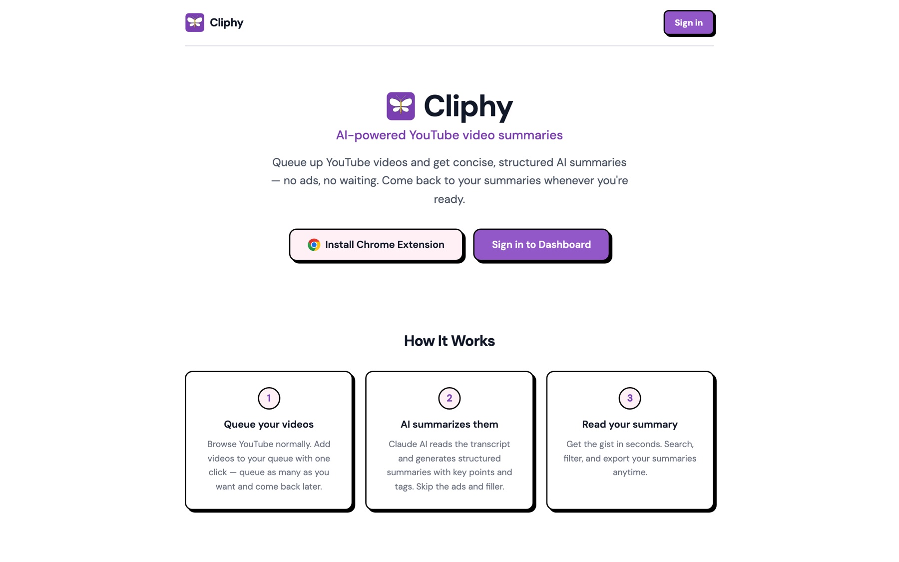 Homepage of cliphy.app